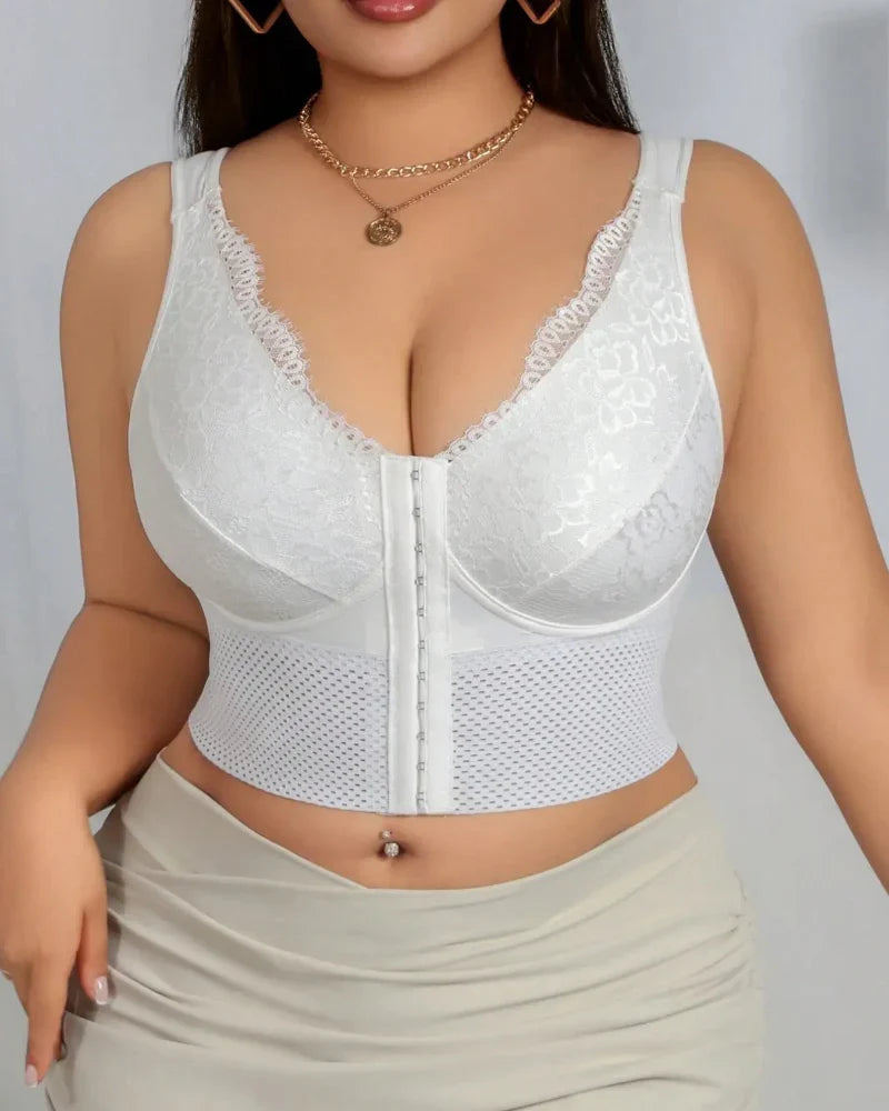 Plus-Size Shaping Bra – Front Closure, Posture & Tummy Control