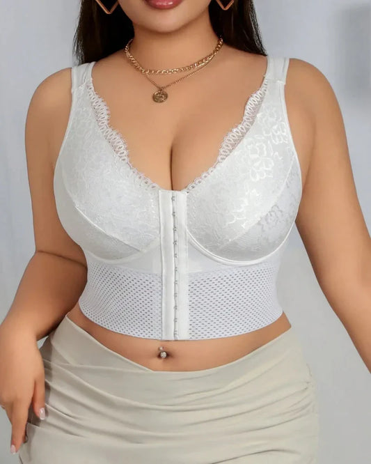 Plus-Size Shaping Bra – Front Closure, Posture & Tummy Control
