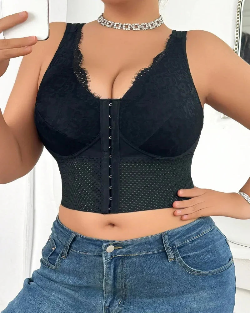Plus-Size Shaping Bra – Front Closure, Posture & Tummy Control