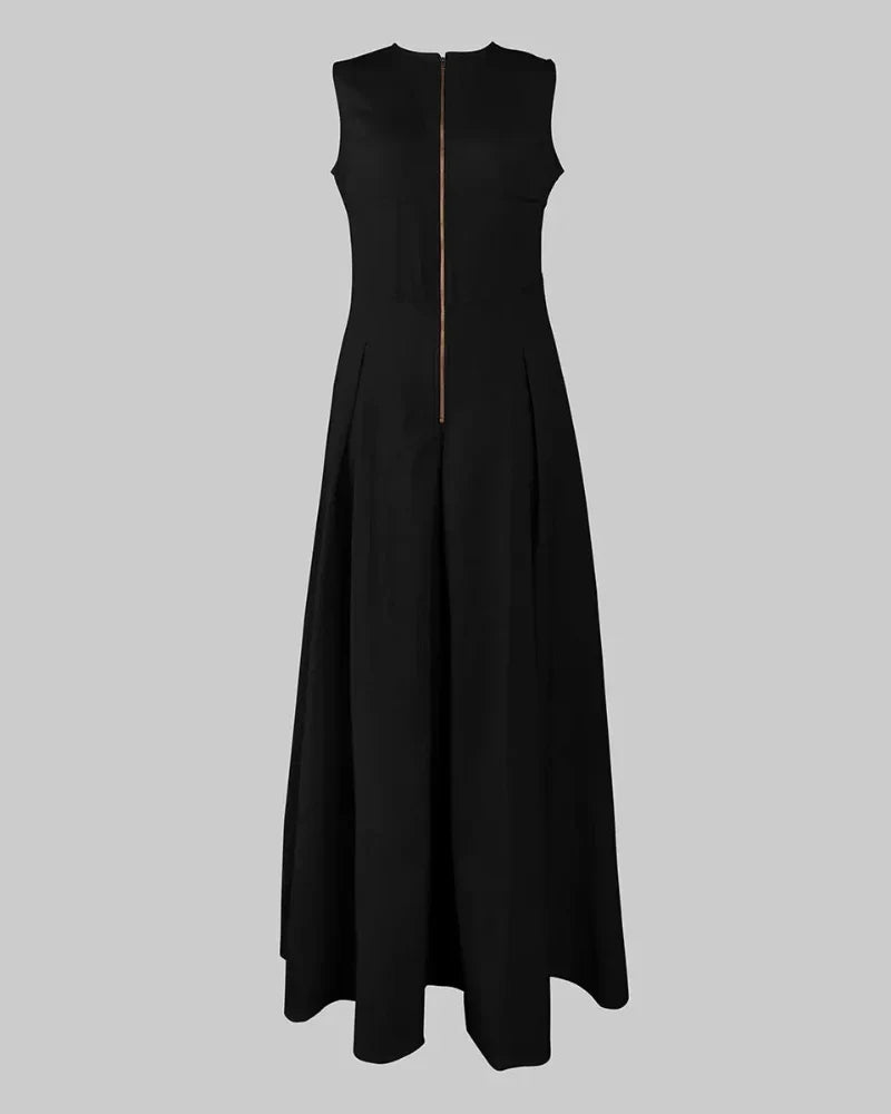 Women’s Loose Fit Maxi Dress – Pleated, Pocket, Slit, Summer Comfort Dress