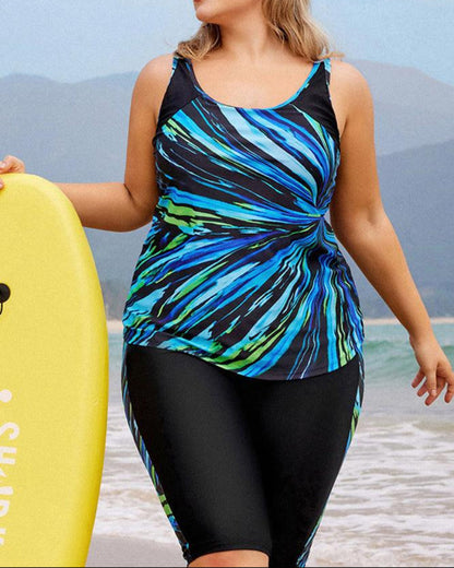Plus Size Tankini Set – Tummy Control & Swim Shorts