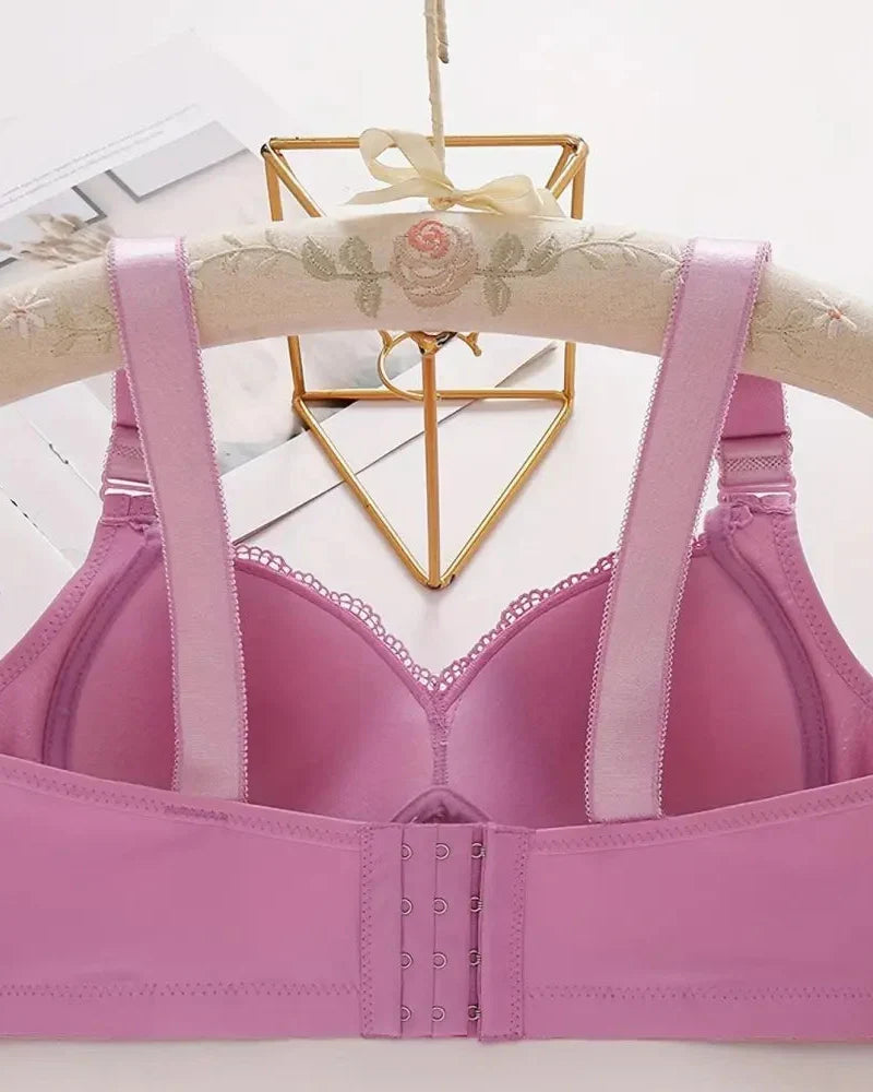3 Packs Women's Contrast Lace Push Up Bra Soft Breathable Adjustable Bralette