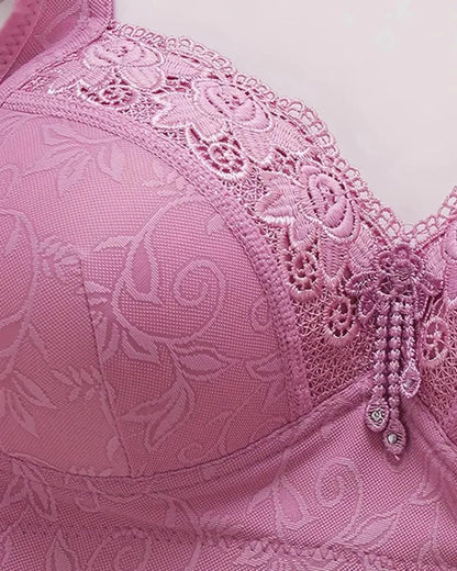 3 Packs Women's Contrast Lace Push Up Bra Soft Breathable Adjustable Bralette