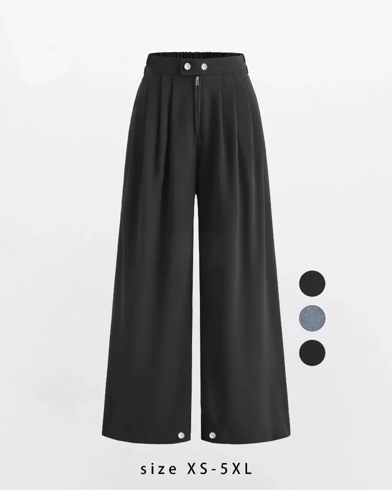 Women's High Waist Baggy Wide Leg Jeans with Adjustable Ankles