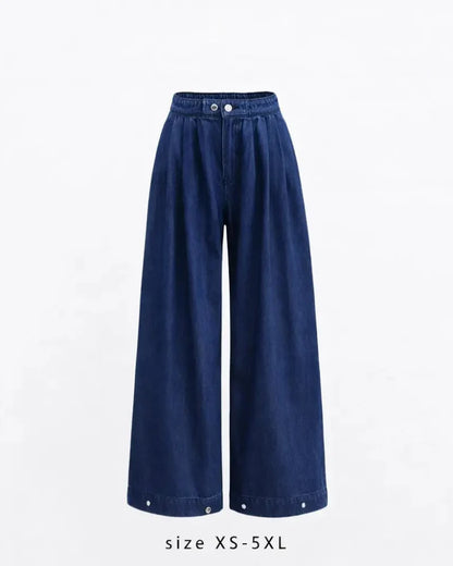Women's High Waist Baggy Wide Leg Jeans with Adjustable Ankles