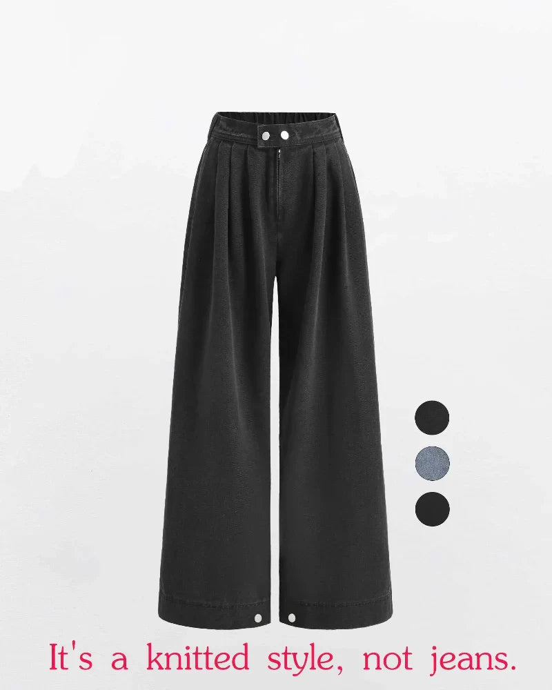 Women's High Waist Baggy Wide Leg Jeans with Adjustable Ankles