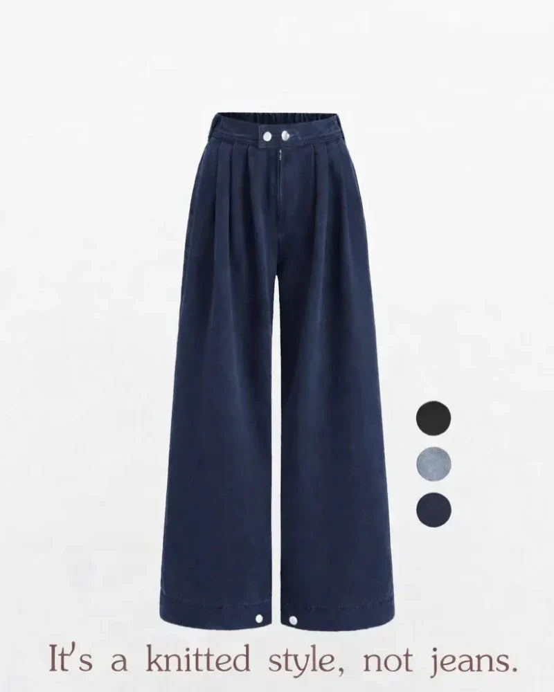 Women's High Waist Baggy Wide Leg Jeans with Adjustable Ankles