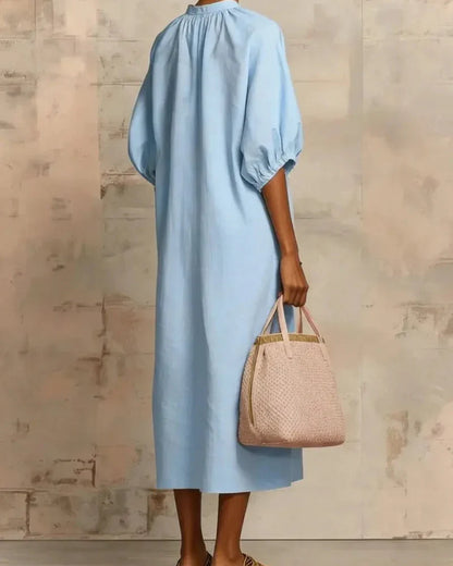 Women’s Boho Puff Sleeve Linen Sundress