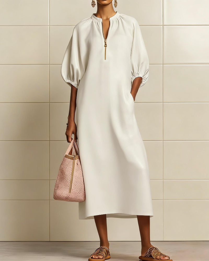 Women’s Boho Puff Sleeve Linen Sundress