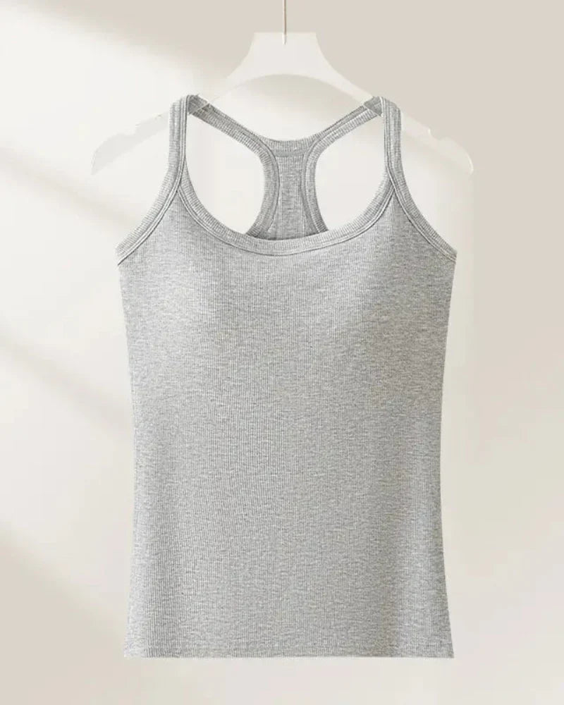 Women’s Ribbed Bra Tank | Racerback Cami, Removable Pads