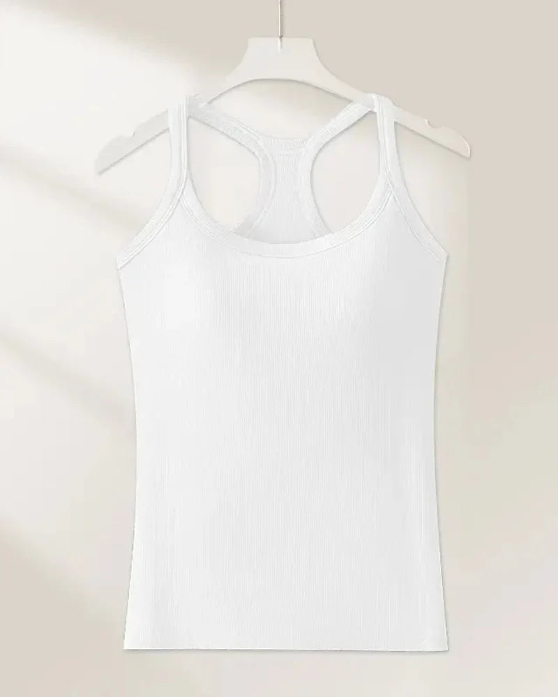 Women’s Ribbed Bra Tank | Racerback Cami, Removable Pads