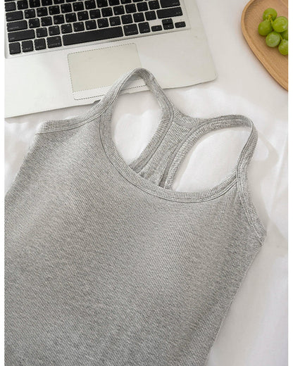 Women’s Ribbed Bra Tank | Racerback Cami, Removable Pads
