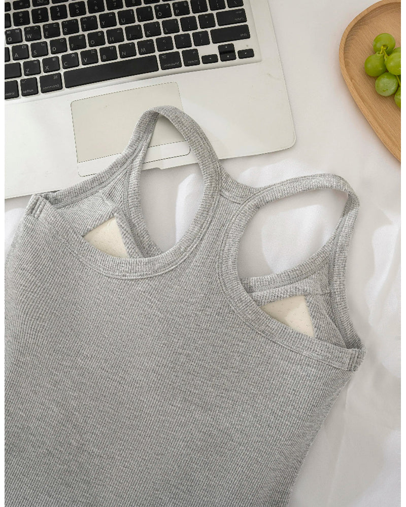 Women’s Ribbed Bra Tank | Racerback Cami, Removable Pads