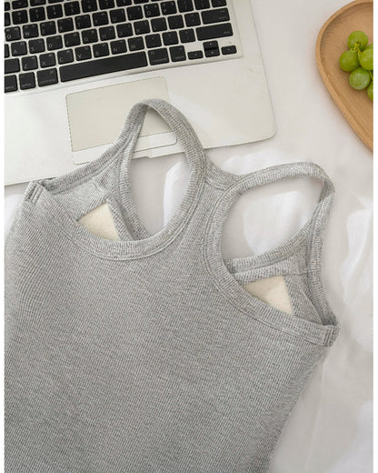 Women’s Ribbed Bra Tank | Racerback Cami, Removable Pads