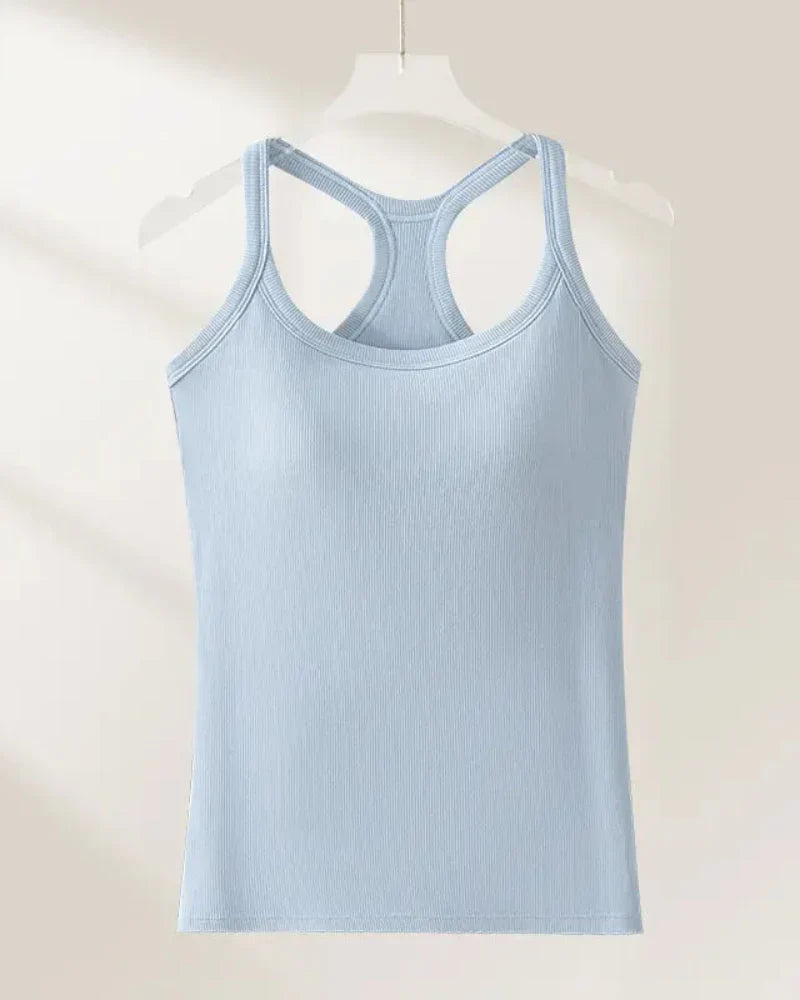 Women’s Ribbed Bra Tank | Racerback Cami, Removable Pads