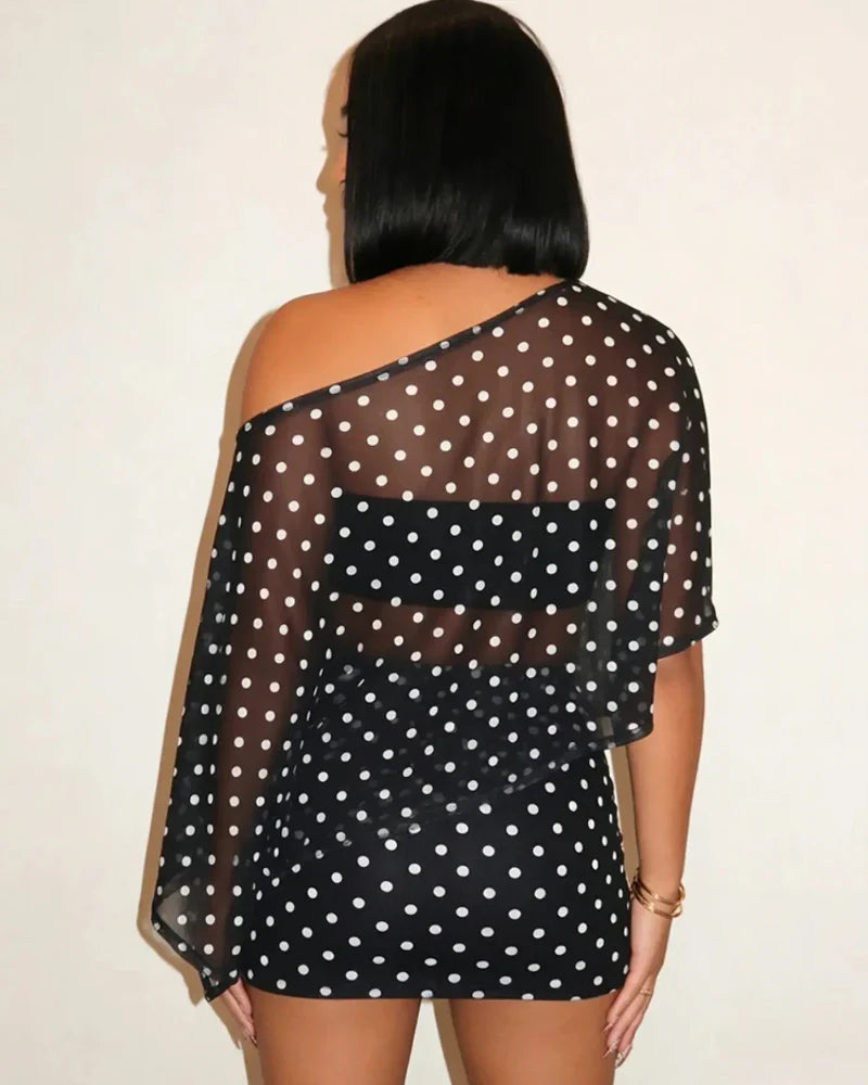 Animal Print Top & Skirt Set, Lightweight Casual Outfit