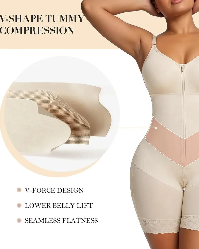 V-shaped zip tummy control shapewear