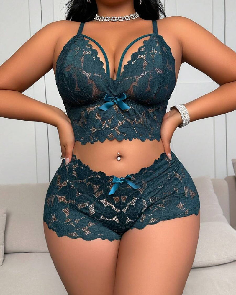 Seduluxe Plus Size Lace Lingerie Set  2-Piece Sexy Sleepwear
