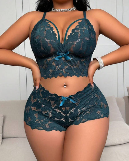 Seduluxe Plus Size Lace Lingerie Set  2-Piece Sexy Sleepwear
