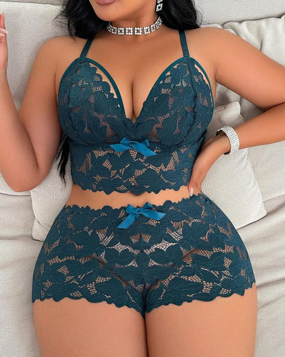 Seduluxe Plus Size Lace Lingerie Set  2-Piece Sexy Sleepwear