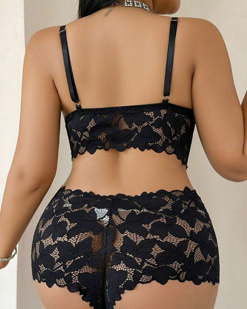 Seduluxe Plus Size Lace Lingerie Set  2-Piece Sexy Sleepwear