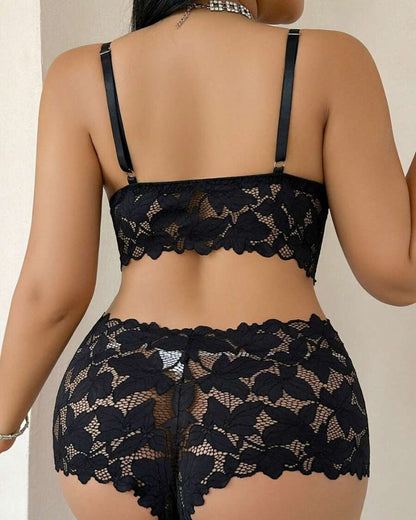 Seduluxe Plus Size Lace Lingerie Set  2-Piece Sexy Sleepwear