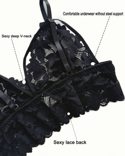 Seduluxe Plus Size Lace Lingerie Set  2-Piece Sexy Sleepwear