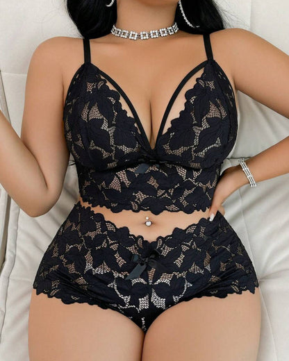 Seduluxe Plus Size Lace Lingerie Set  2-Piece Sexy Sleepwear