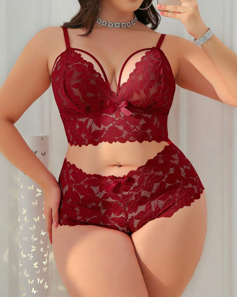 Seduluxe Plus Size Lace Lingerie Set  2-Piece Sexy Sleepwear