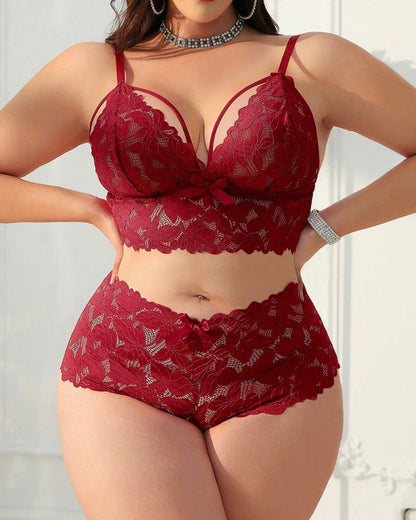 Seduluxe Plus Size Lace Lingerie Set  2-Piece Sexy Sleepwear