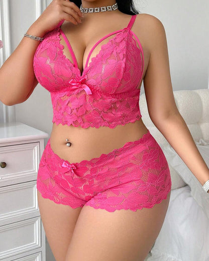 Seduluxe Plus Size Lace Lingerie Set  2-Piece Sexy Sleepwear