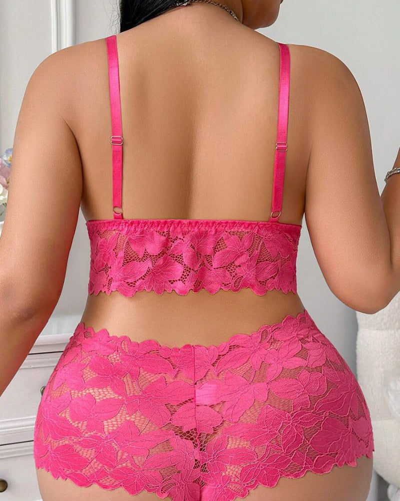 Seduluxe Plus Size Lace Lingerie Set  2-Piece Sexy Sleepwear