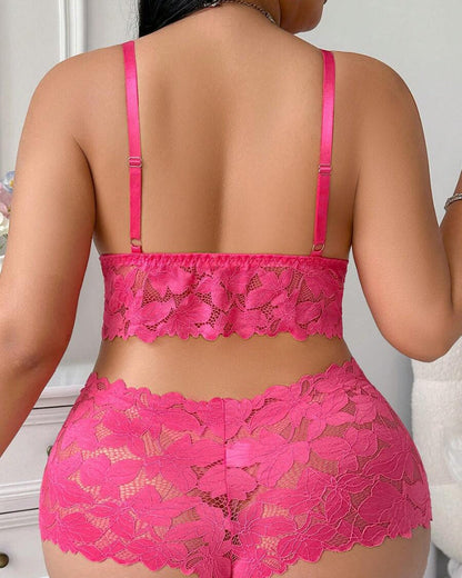 Seduluxe Plus Size Lace Lingerie Set  2-Piece Sexy Sleepwear