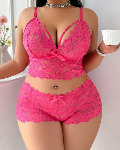 Seduluxe Plus Size Lace Lingerie Set  2-Piece Sexy Sleepwear