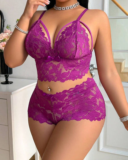 Seduluxe Plus Size Lace Lingerie Set  2-Piece Sexy Sleepwear