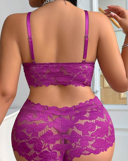 Seduluxe Plus Size Lace Lingerie Set  2-Piece Sexy Sleepwear
