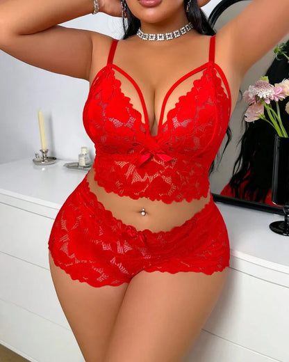 Seduluxe Plus Size Lace Lingerie Set  2-Piece Sexy Sleepwear