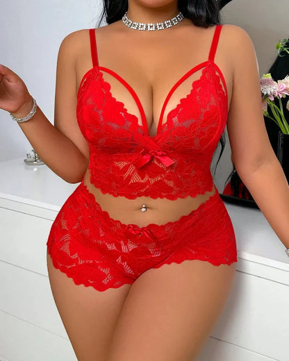 Seduluxe Plus Size Lace Lingerie Set  2-Piece Sexy Sleepwear