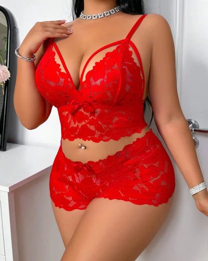 Seduluxe Plus Size Lace Lingerie Set  2-Piece Sexy Sleepwear