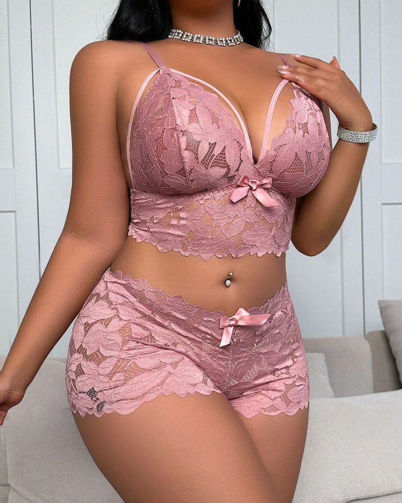 Seduluxe Plus Size Lace Lingerie Set  2-Piece Sexy Sleepwear