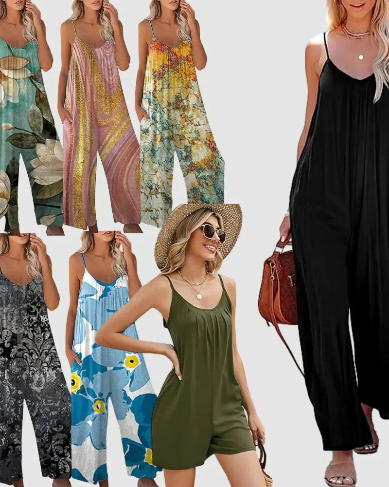 Plus Size Wide Leg Overall Jumpsuit with Pockets