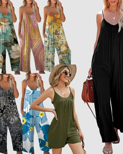 Plus Size Wide Leg Overall Jumpsuit with Pockets
