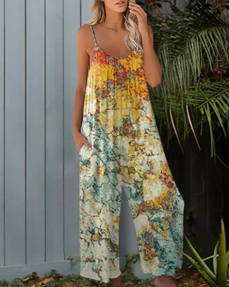 Plus Size Wide Leg Overall Jumpsuit with Pockets