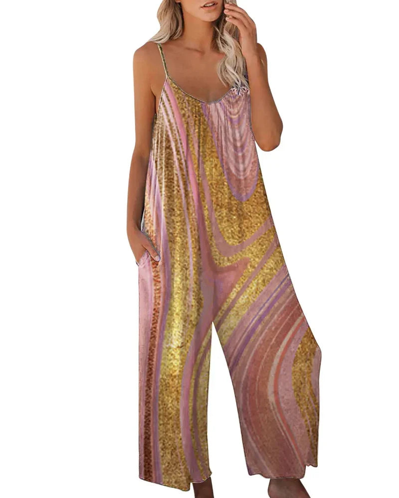 Plus Size Wide Leg Overall Jumpsuit with Pockets