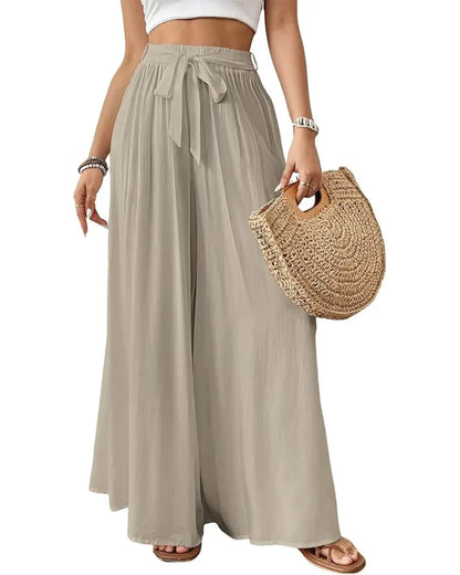 Wide Leg Flowy Palazzo Pants, High-Waist Summer Trousers