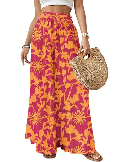 Wide Leg Flowy Palazzo Pants, High-Waist Summer Trousers