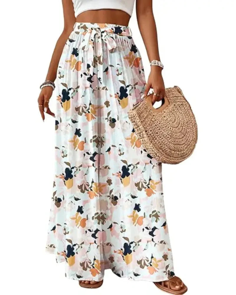 Wide Leg Flowy Palazzo Pants, High-Waist Summer Trousers
