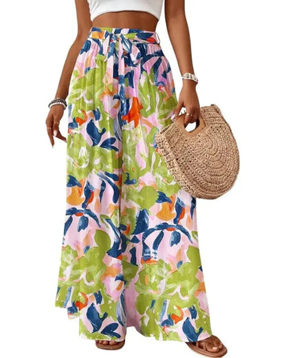 Wide Leg Flowy Palazzo Pants, High-Waist Summer Trousers