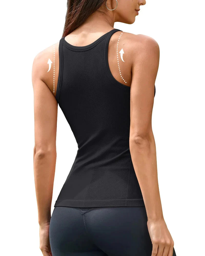 Women’s Ribbed Workout Tank with Built-in Bra