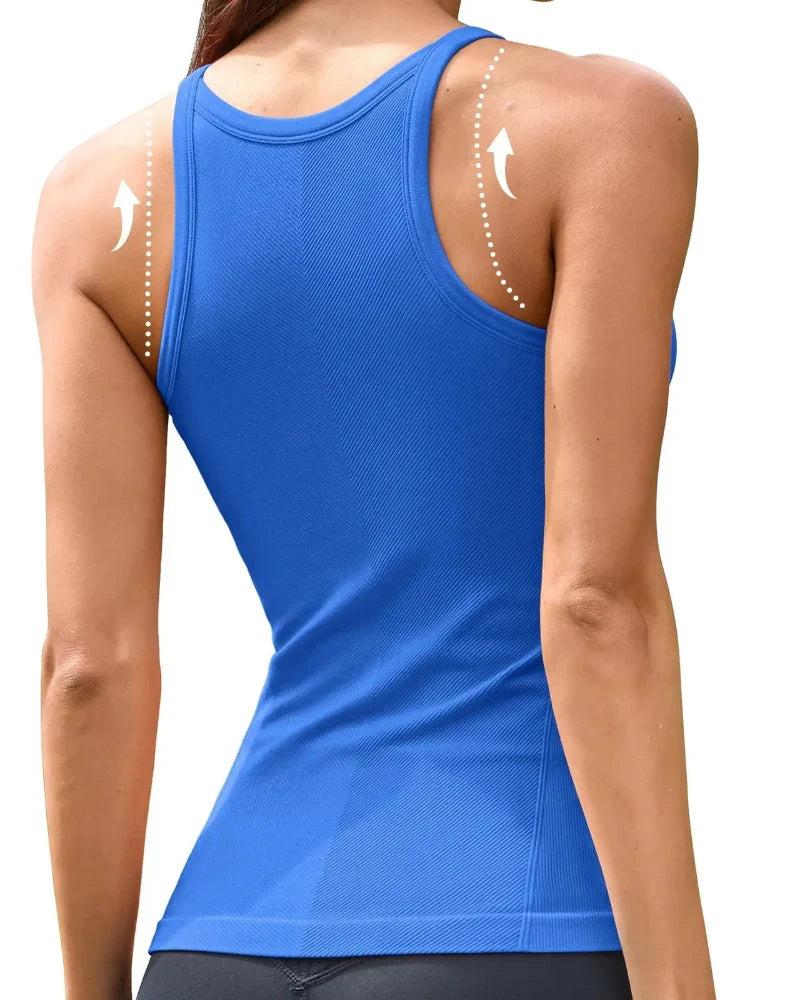 Women’s Ribbed Workout Tank with Built-in Bra